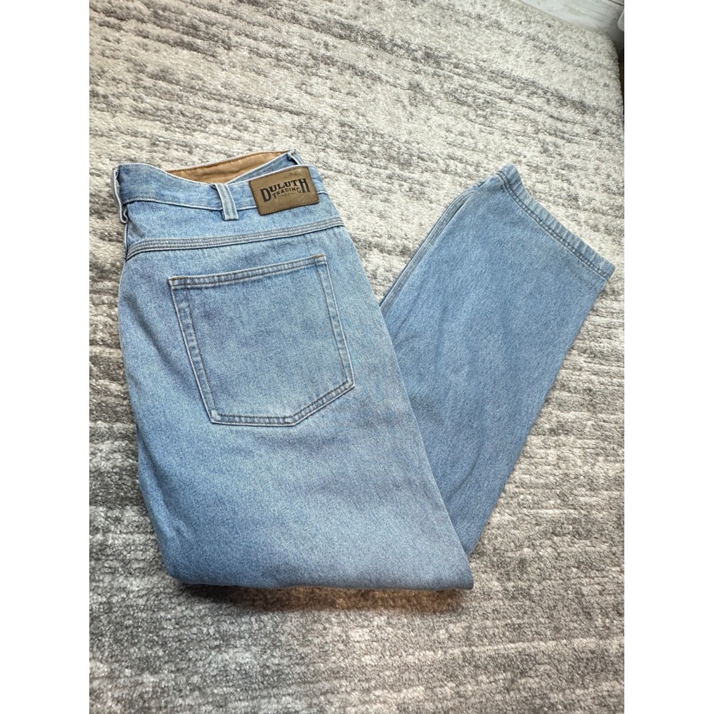 Duluth Trading Jeans Mens 40x30 Blue Light Wash Relaxed Fit Straight Leg Denim